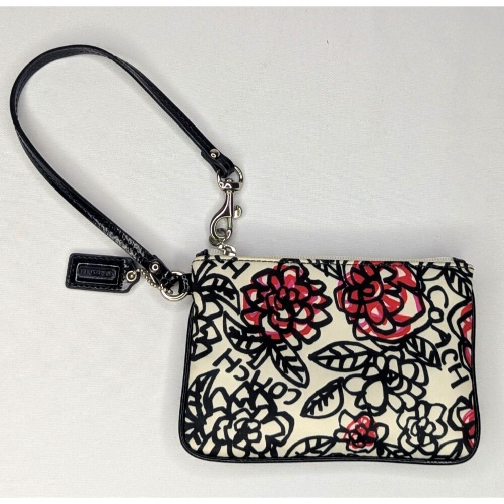 COACH Poppy Wristlet Coin Wallet with Roses - RARE! - Picture 2 of 9